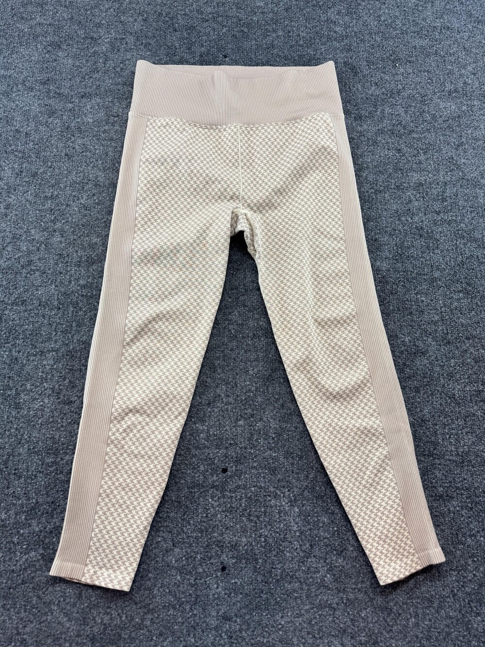 All In Motion Leggings Womens XL Beige Houndstooth High Rise Ankle Yoga Gym